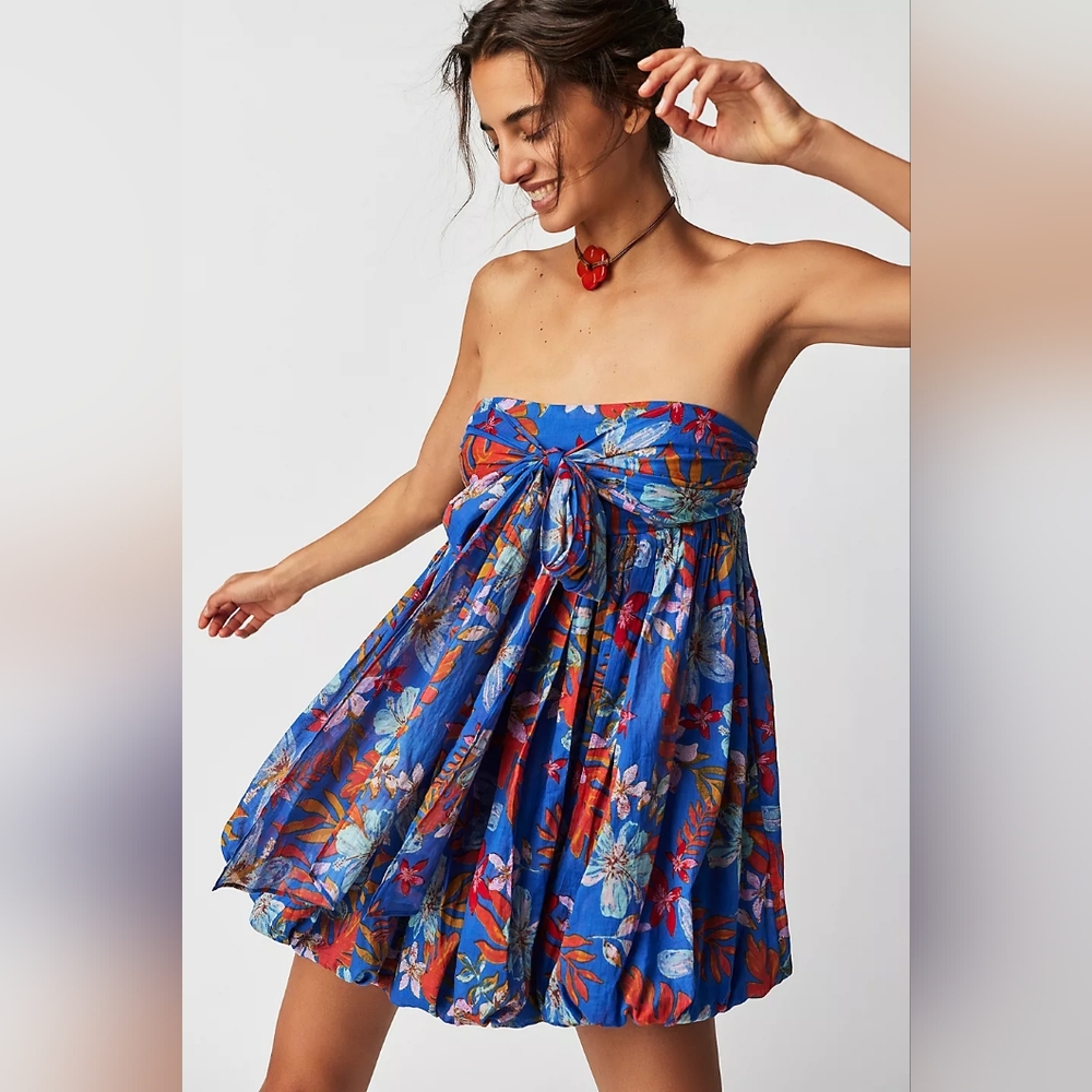 Free People Mai Tai Tropical Floral Strapless Dress